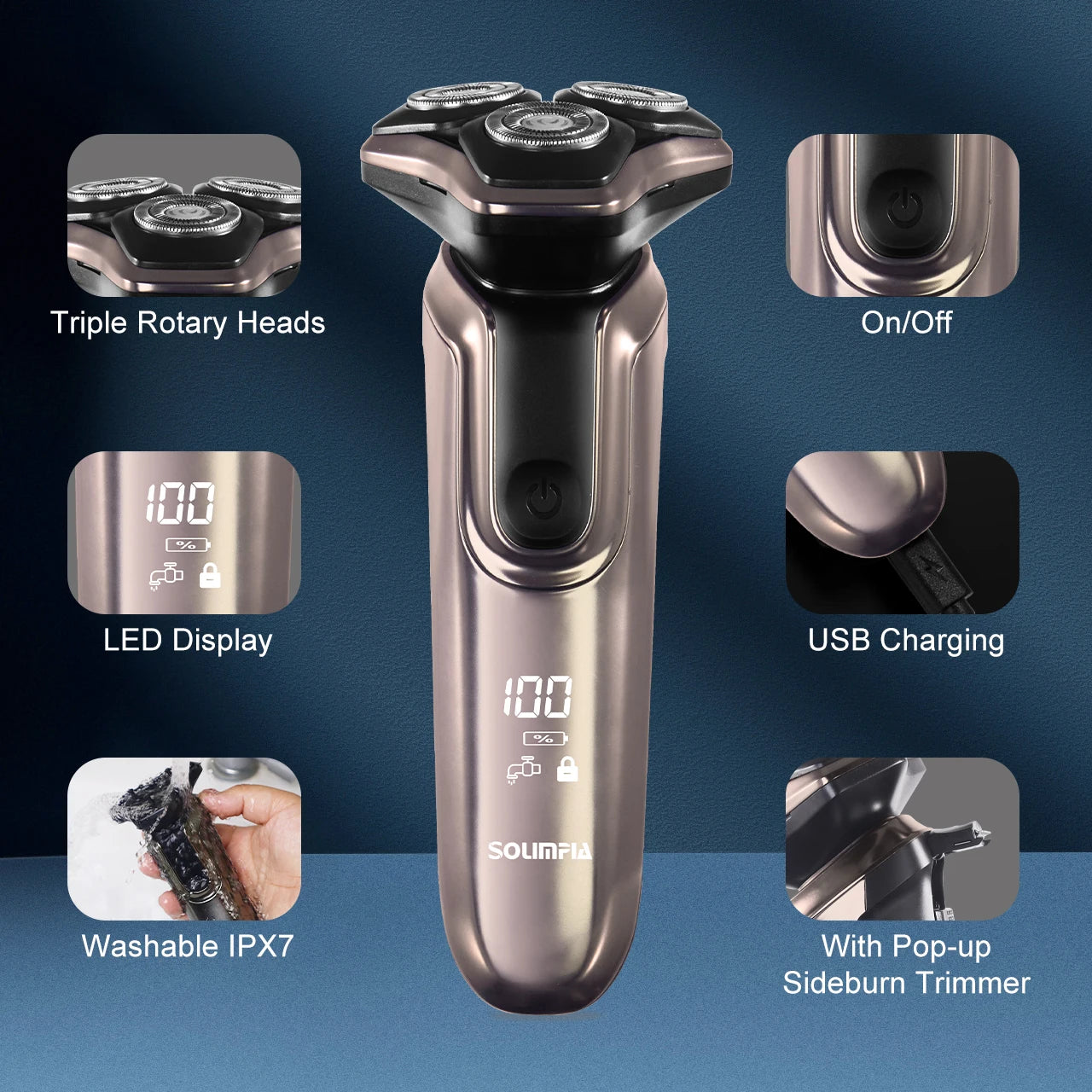 Electric Shaver for Men New 3-Blade Portable Professional Home Use Shaving Razor with Ergonomic Handle Ultra-Smooth Performance