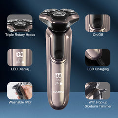 Electric Shaver for Men New 3-Blade Portable Professional Home Use Shaving Razor with Ergonomic Handle Ultra-Smooth Performance