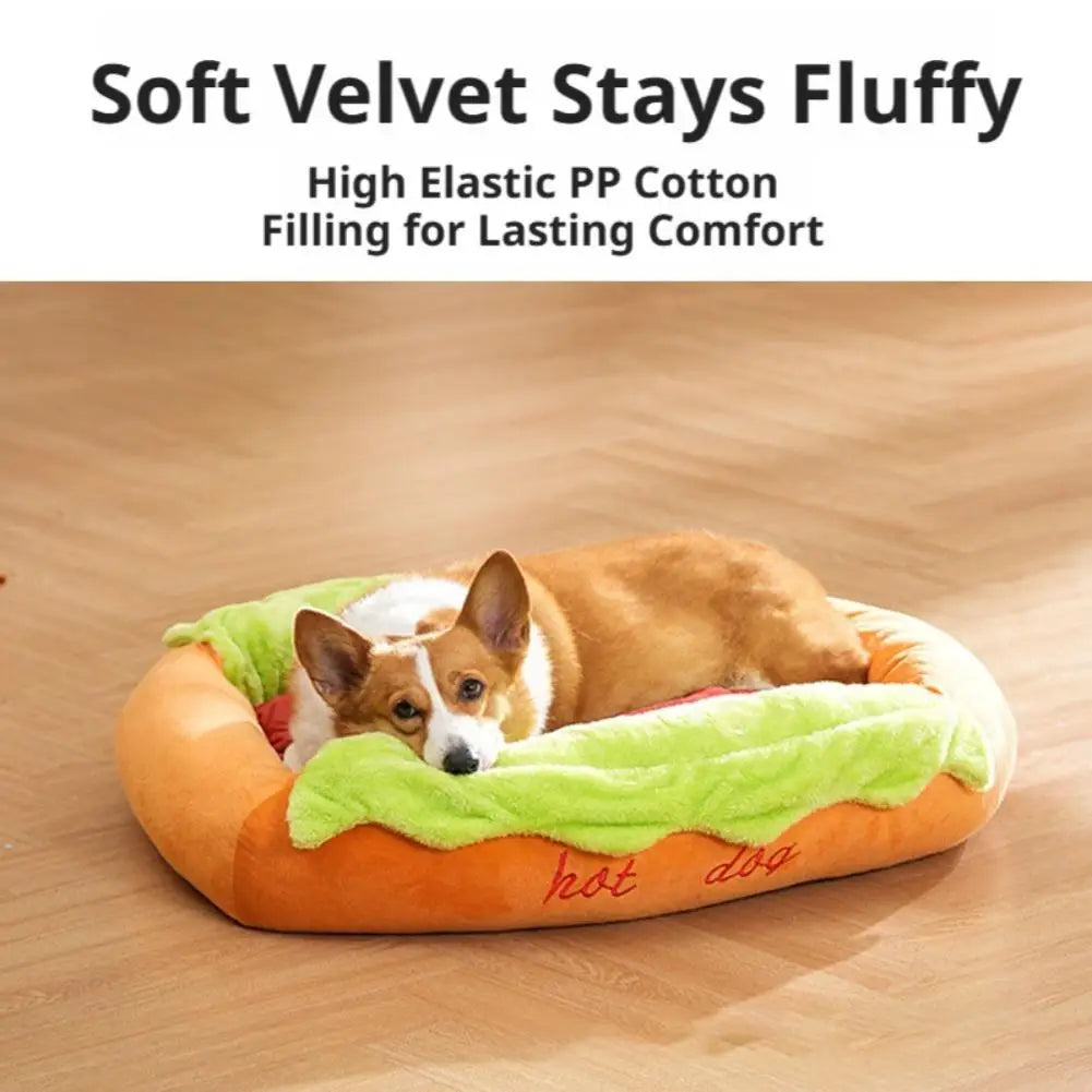 2026 New Hot Dog Pet Bed For Dachshund Cats Puppies Small Pets Plush Removable Washable Pet Beds Soft Corduroy Non-Slip Bottom