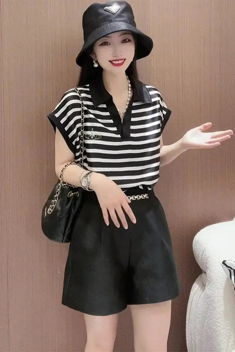 Striped Two Piece Summer Short Set