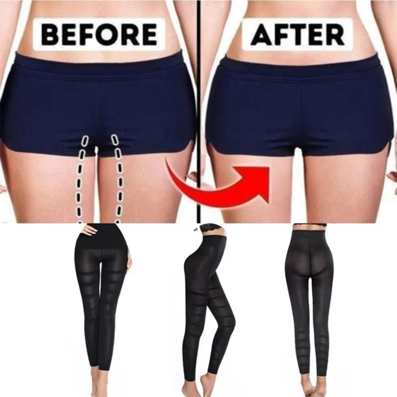 High Waist Leggings Women Sculpting Firm Control Leg Tummy Flat Skinny Slimming Tights Thigh Slimmer Footless Pants Stretchy