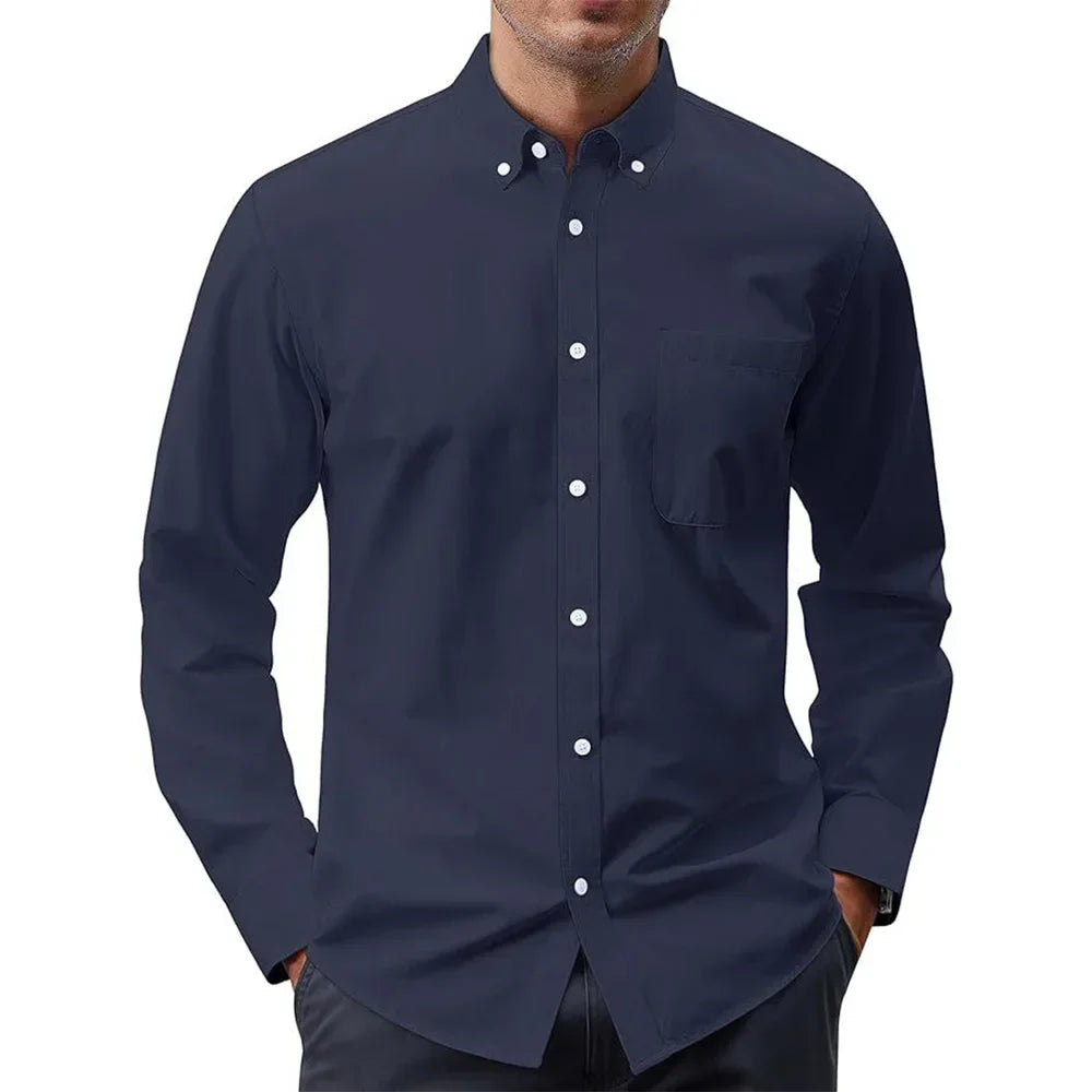 Solid Oxford Business Button Shirt