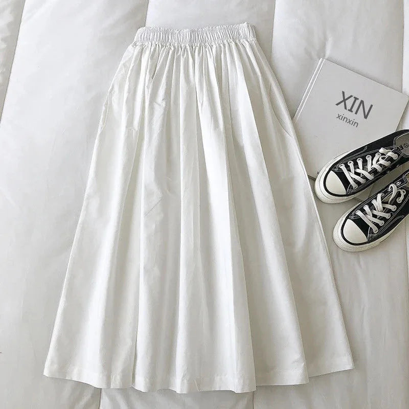 Elegant High Waist Pleated Midi