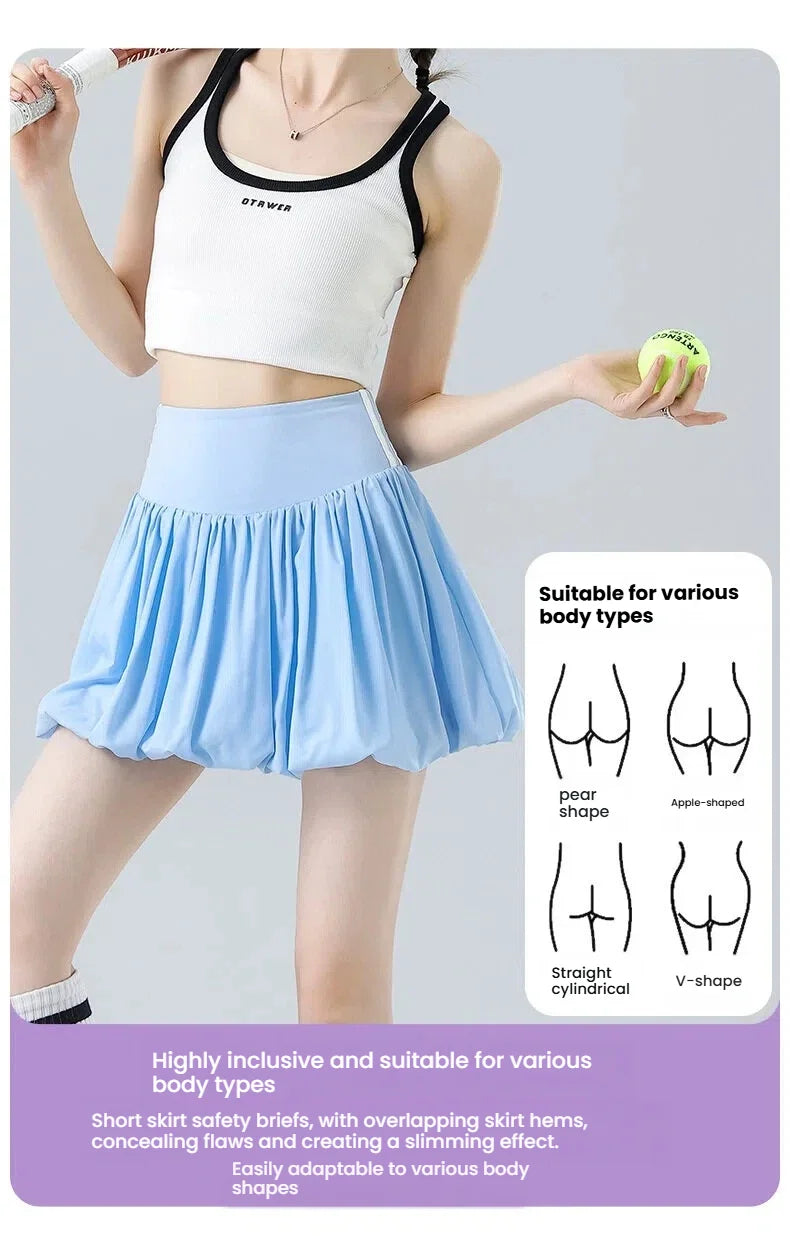 Women‘s Tennis Skirt Summer  High Waist Flared Golf Skirt with Built-in Shorts 2 in 1 Athletic Quick Dry Shorts Skirt Pickleball