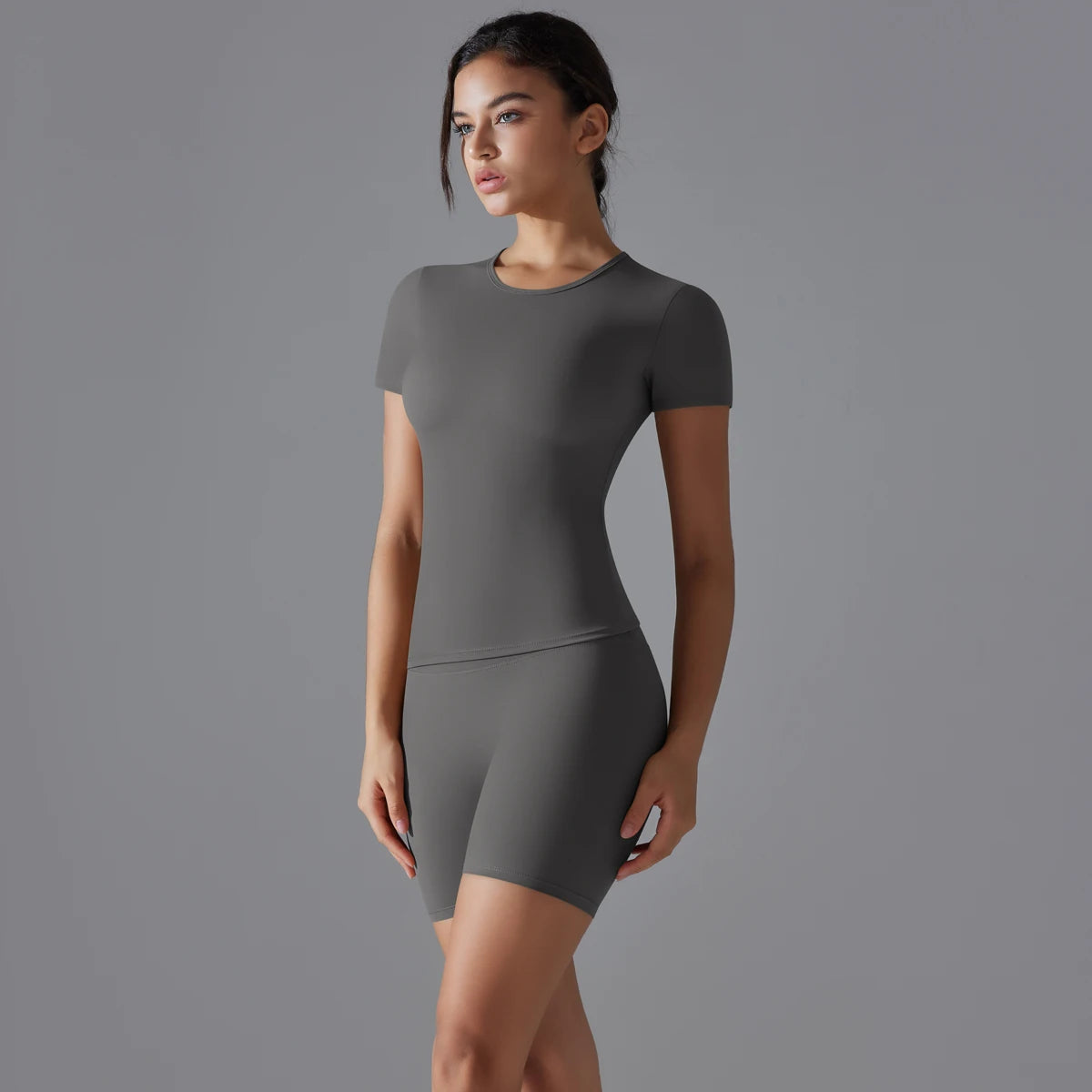 Yoga Set Women Sports Short Sleeve Top With High Waist Leggings Running Jogging Workout Clothes Sports Fitness Gym Sets