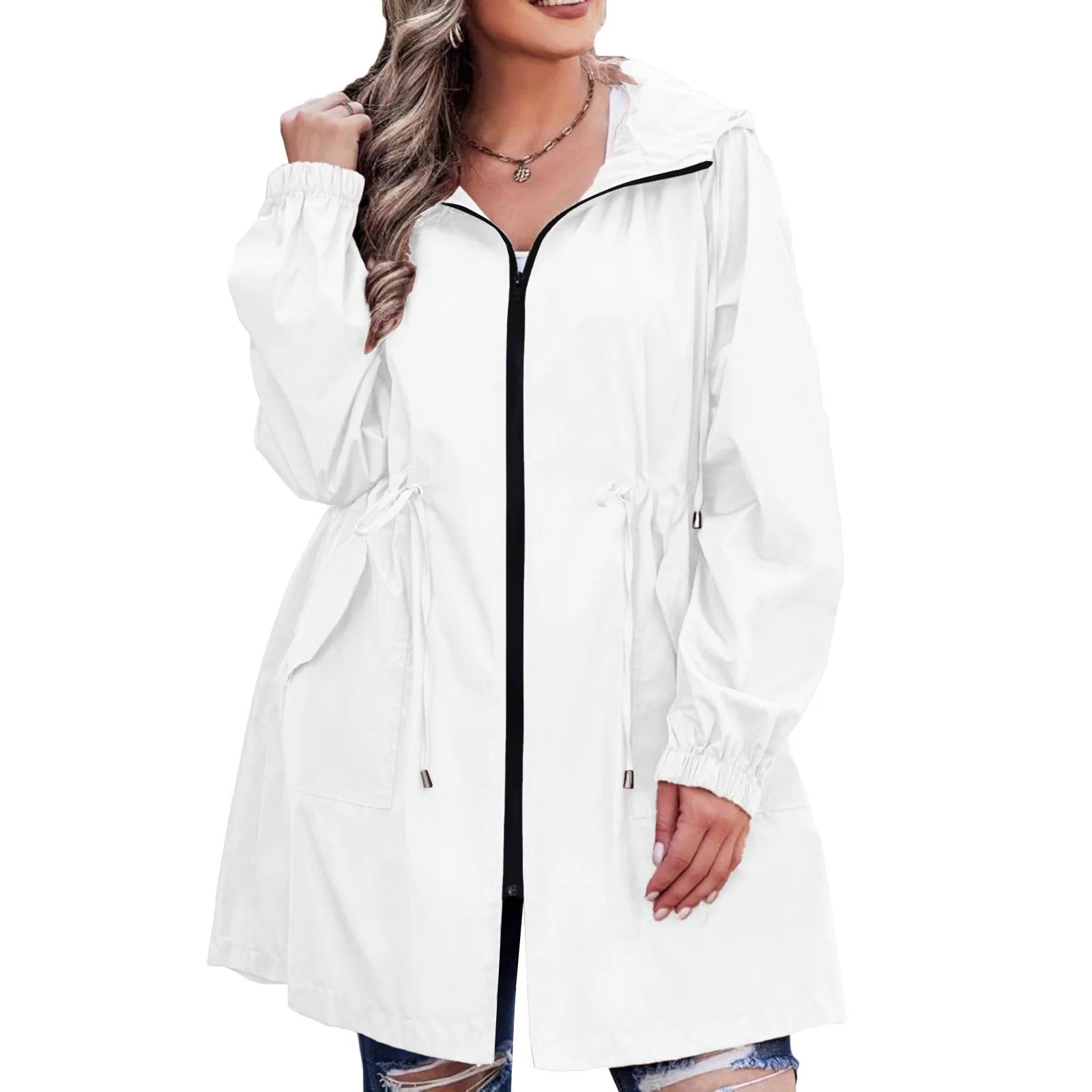 Women Trench Coat New Spring Autumn Jacket Casual Long Sleeve Hooded Mid Long Windbreaker Female Overcoat High-Quality Coats