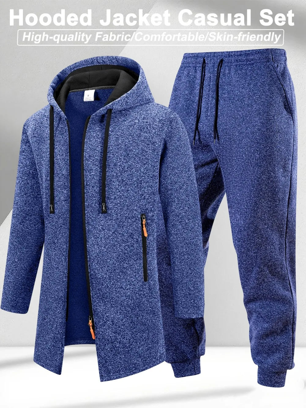 Men's Winter Casual Tracksuit Warm Zip-up Hoodie Jacket Sweatpants Set Daily Sports Jogging Suit Regular Fit Outdoor Sport Suit