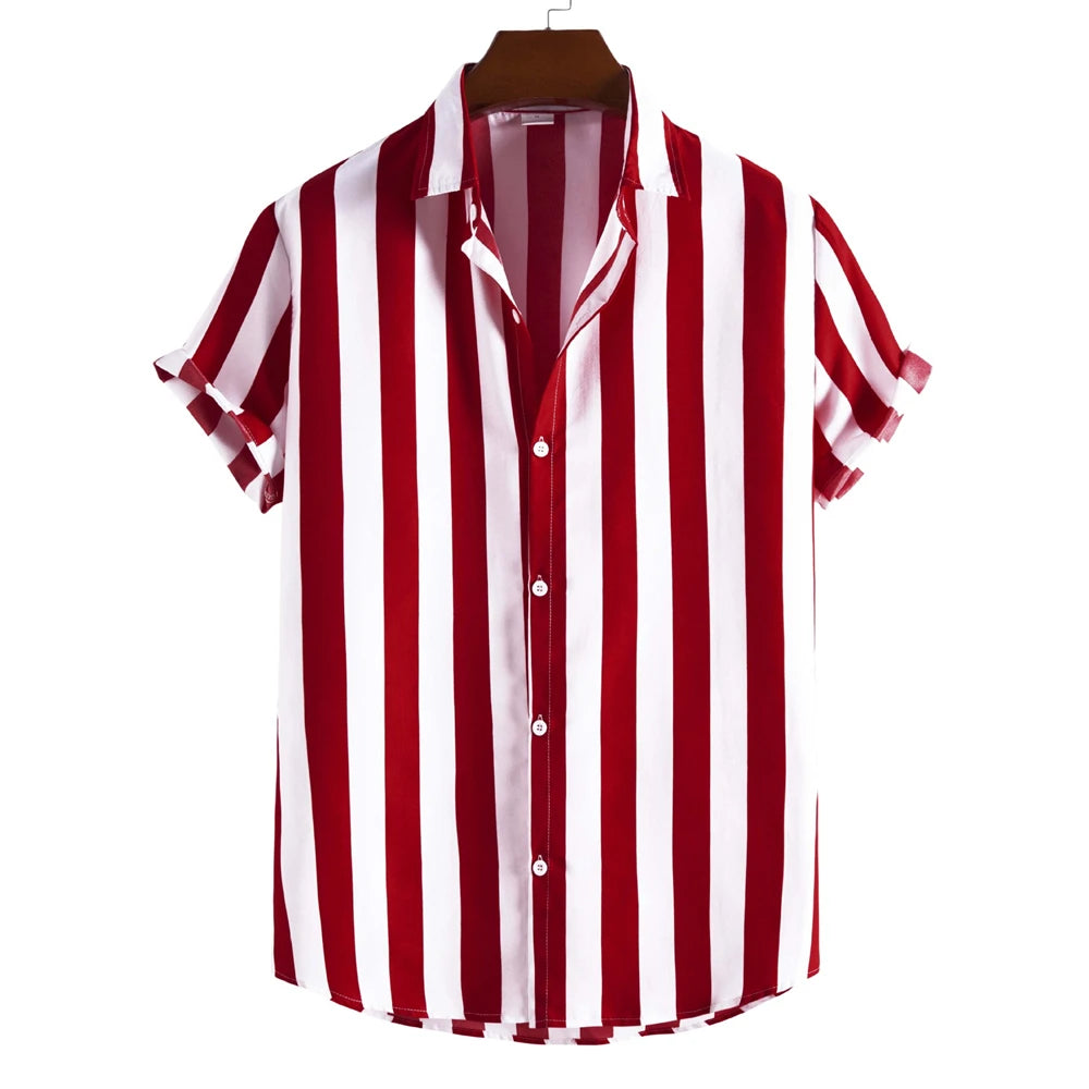 Striped Hawaiian Casual Shirt Men