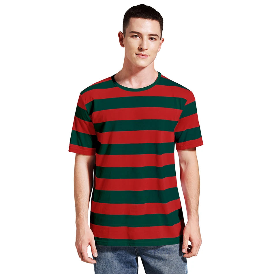 Men Striped T-Shirt Stripes Top Tees Male Fashion Short Sleeve Shirts Costume Cosplay Party Blue Red White Black Yellow T Shirt