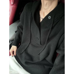 New Autumn Winter Sweaters for Men Loose Trendy Brand Hooded Pullover Sweaters