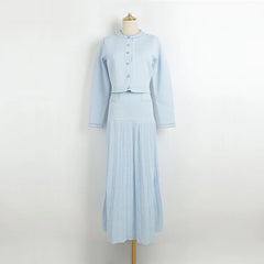 Elegant Knitted Pleated Maxi Dress