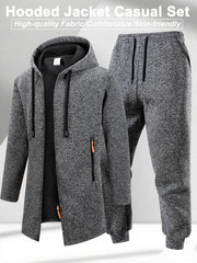 Men's Winter Casual Tracksuit Warm Zip-up Hoodie Jacket Sweatpants Set Daily Sports Jogging Suit Regular Fit Outdoor Sport Suit