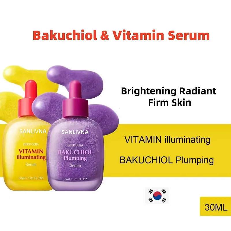 Korean Skincare Vitamin C Serum,Niacinamide Facial Anti-Aging Brightening Serum,Tone Bakuchiol Pore Improvement and Cleansing