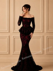 Customized Temperament Elegant Off-the-shoulder Evening Gowns for Banquet Lace Wedding Party Dress High Quality