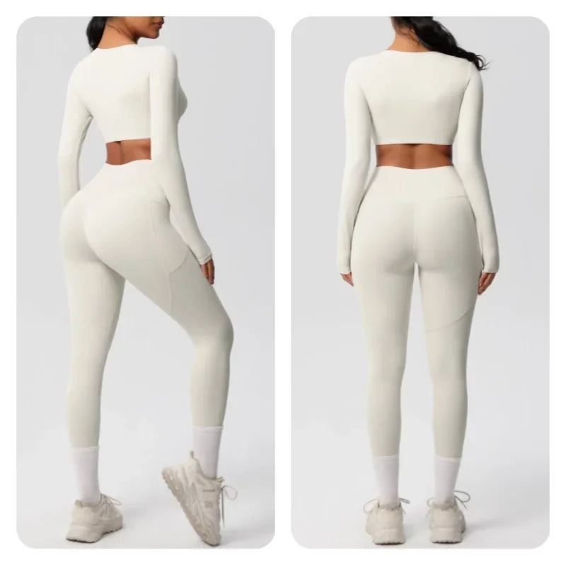 Yoga Gym Set Women Sports Impact Longline Strappy Top Fitness Overalls Sets Womens 2 Piece Sportswear Woman Gym Leggings Solid