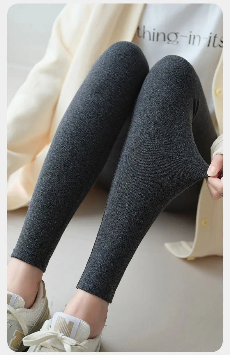 Pure Cotton Leggings Women Autumn Large Size High Waist Tight Nine-point Thickened Small Feet Make Them Look Slim Warm Pants