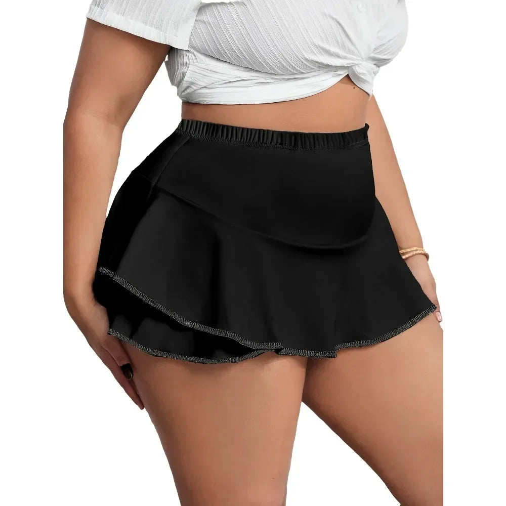 Plus Size 1XL-5XL Women's Skirts Sexy Pleated Home Skirts Skirts with leggings Solid color skirts