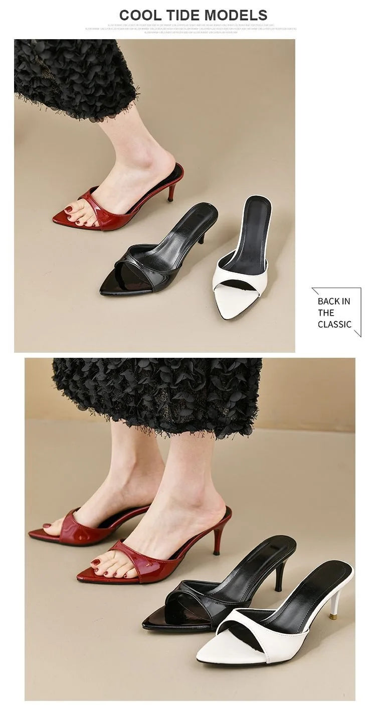Women's High Heels Summer Slippers Women Sandals Fashion Classic Pointy Open Toe Stiletto Heels Sexy 2026 High-heeled Slippers