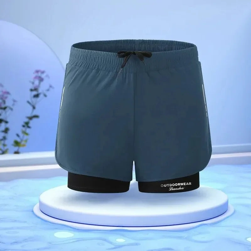 Men's Swim Trunks Quick Dry Athletic Shorts with Compression Liner for Beach Pool Running Gym
