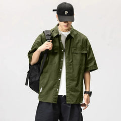 Workwear Short-Sleeved Shirt Men's New Short-Sleeved Slim Jacket Summer Men's Casual Jacket Senior Men's Student Shirt