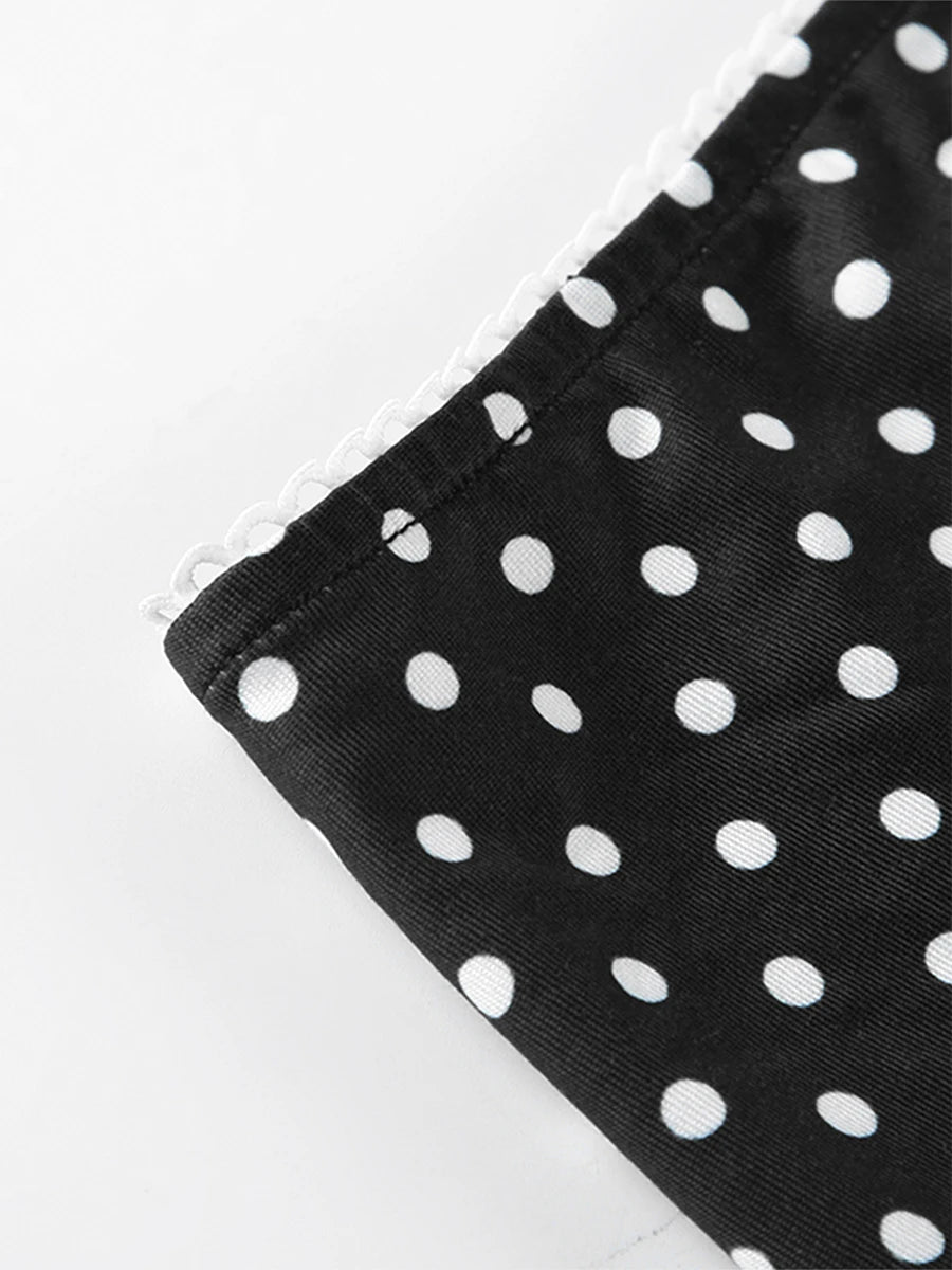 Dot Print Low Waist Skirts Spring Summer Vintage Casual Skirts Women Fashion Midi Skirts