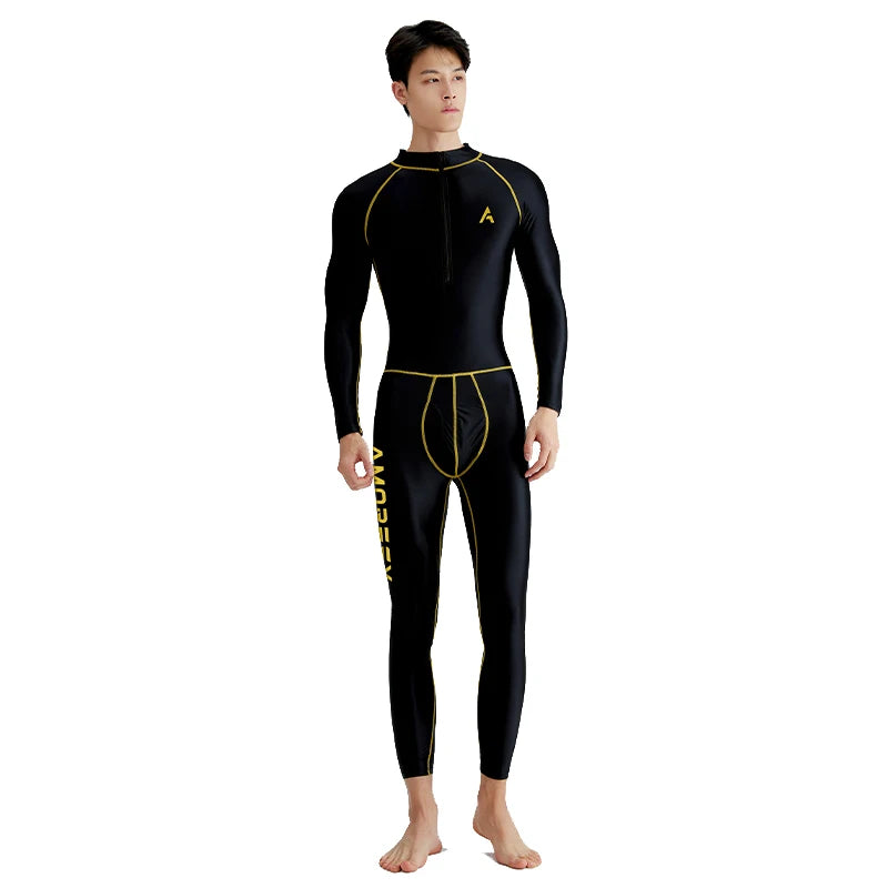 AMORESY Men's Tracksuits Sets Tops Leggings Shiny Glossy Sports Fitness Running Overall Catsuits All-purpose Jumpsuits