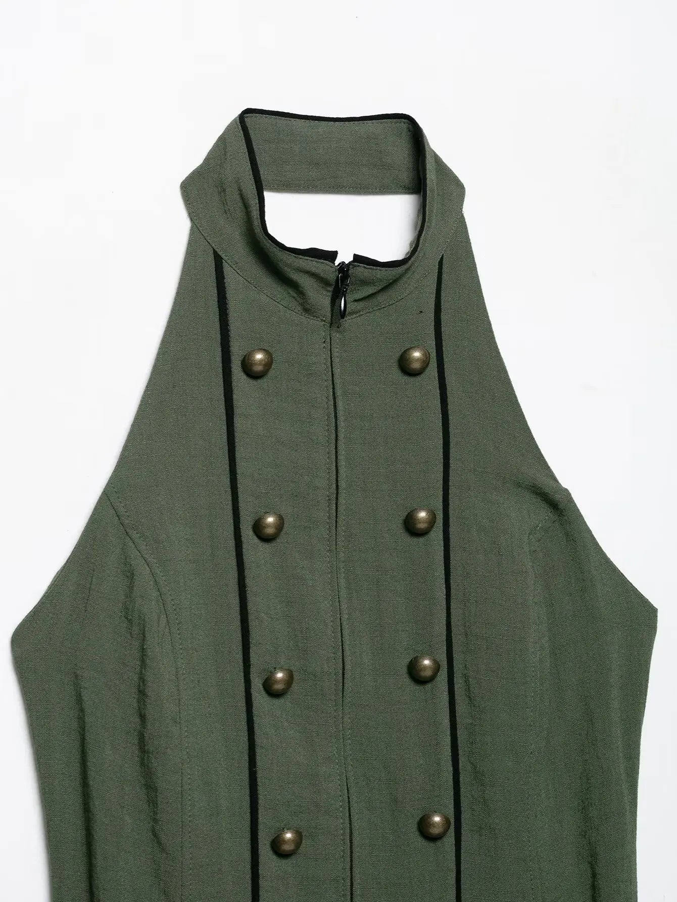 Women's Top 2026 Summer Elegant Fashion Silky Vacation Halter Neck Backless Sexy Unique Army Green Beach Style Party Women's Top