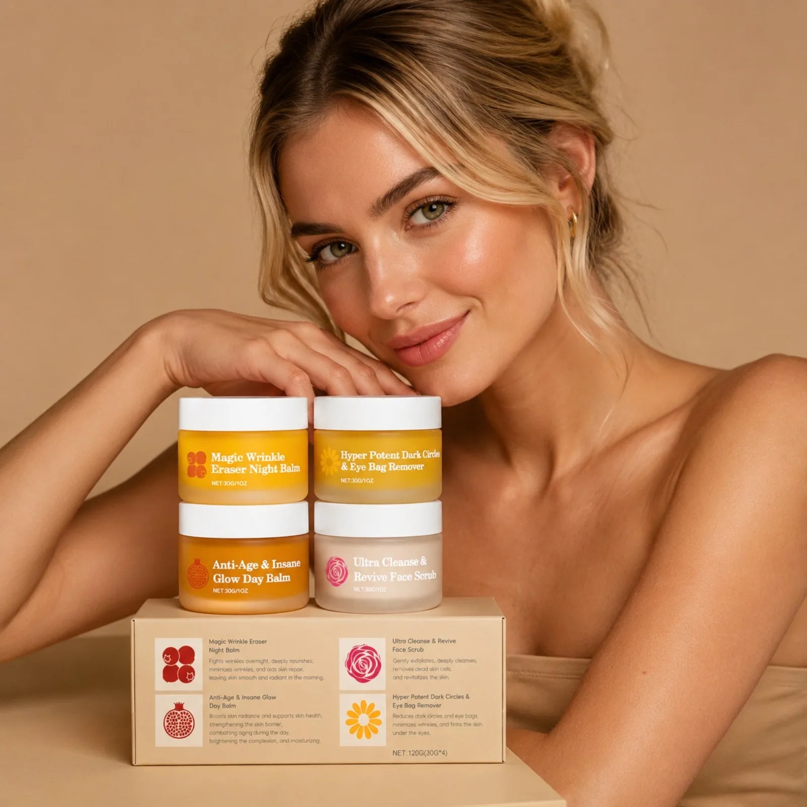Skincare Set Day Night Cream Eye Cream Face Scrub Moisturizing Revitalizing Firming Radiance Glow Hydrating Routine