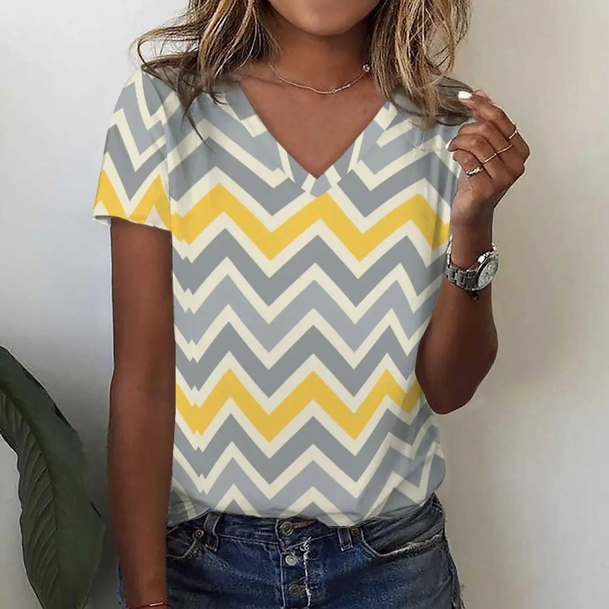 New Women's T-Shirts Funny Stripe Print Top Fashion Simple Pattern T Shirts for Women Summer Leisure Female Clothing Streetwear