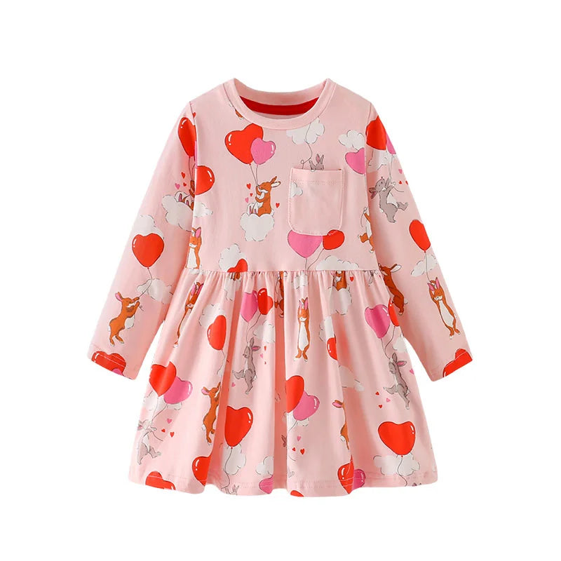 Floral Button Princess Girls Dress