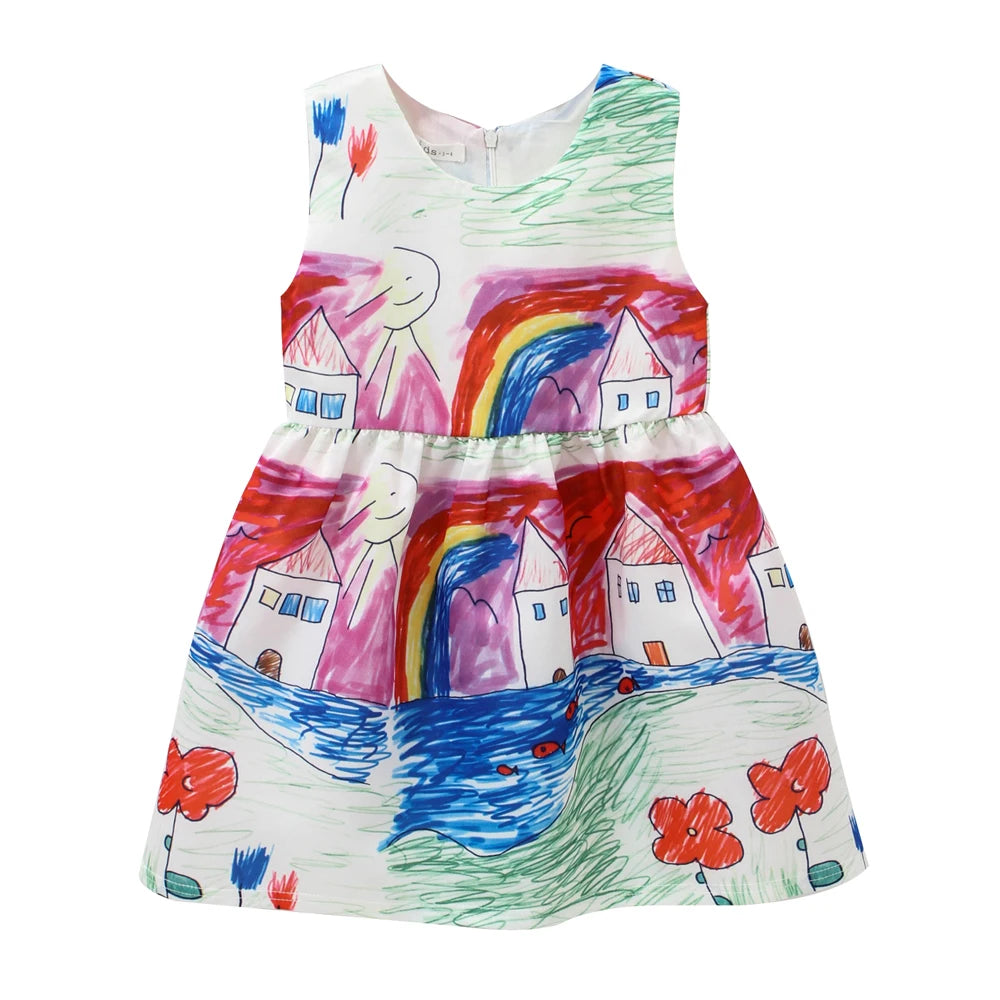 Printed Flower Casual Girls Dress