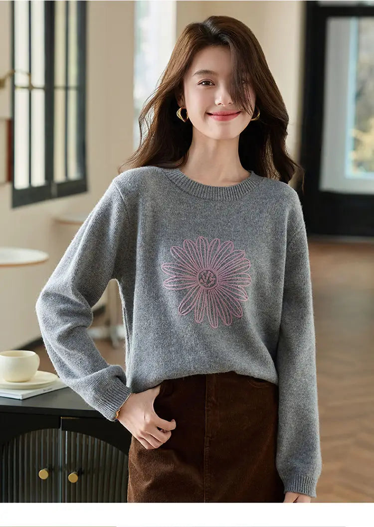 Classic Gray Winter Knit Pullover