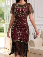 Women's Flapper Dresses 1920s for Women Great Gatsby Sequin Fringed Roaring 20s Cocktail Dress