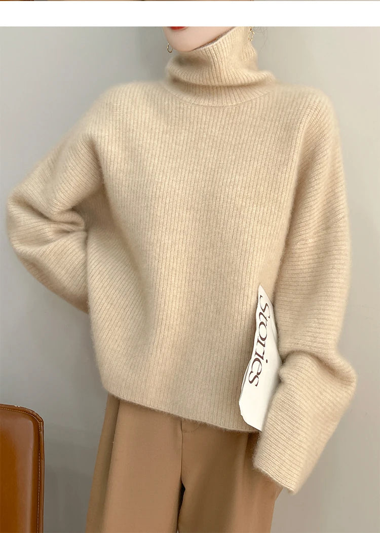 Elegant Merino Turtleneck Knit Sweater