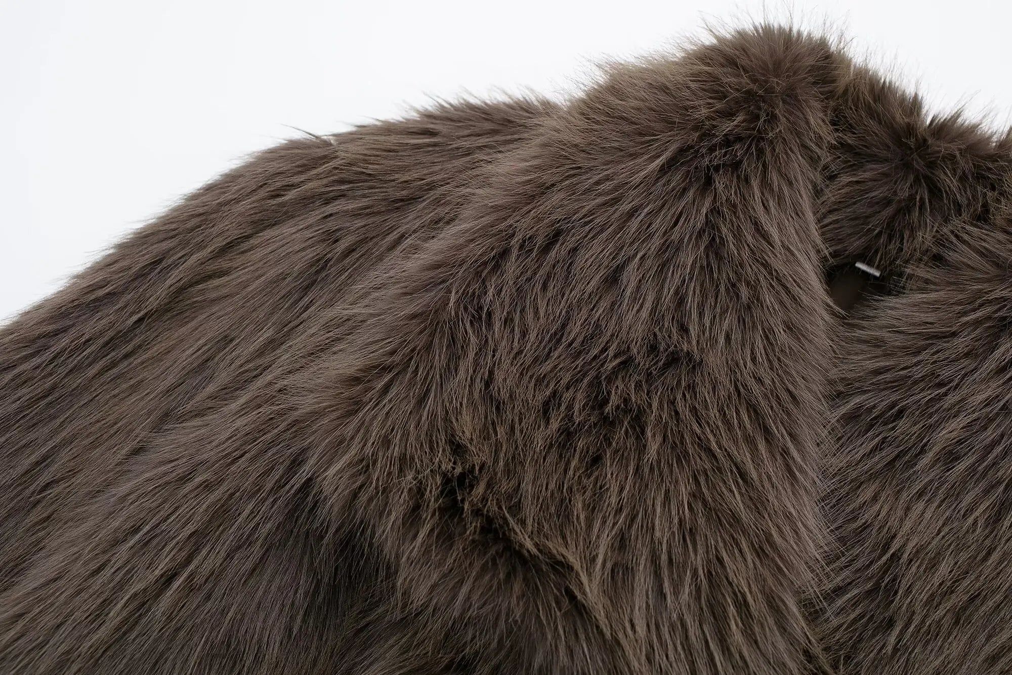 HH 2024 Women 's Vintage Soild Faux Fur Coat Turn-down Collar Long Sleeve Warm Plush Wool Coats Lady Winter Autumn Outwear
