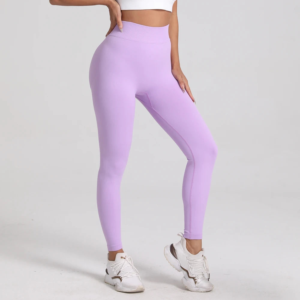 New Women V Back Athletic Leggings Fitness Exercise Yoga Gym Tights Workout Scrunch Butt Lifting Training Pants