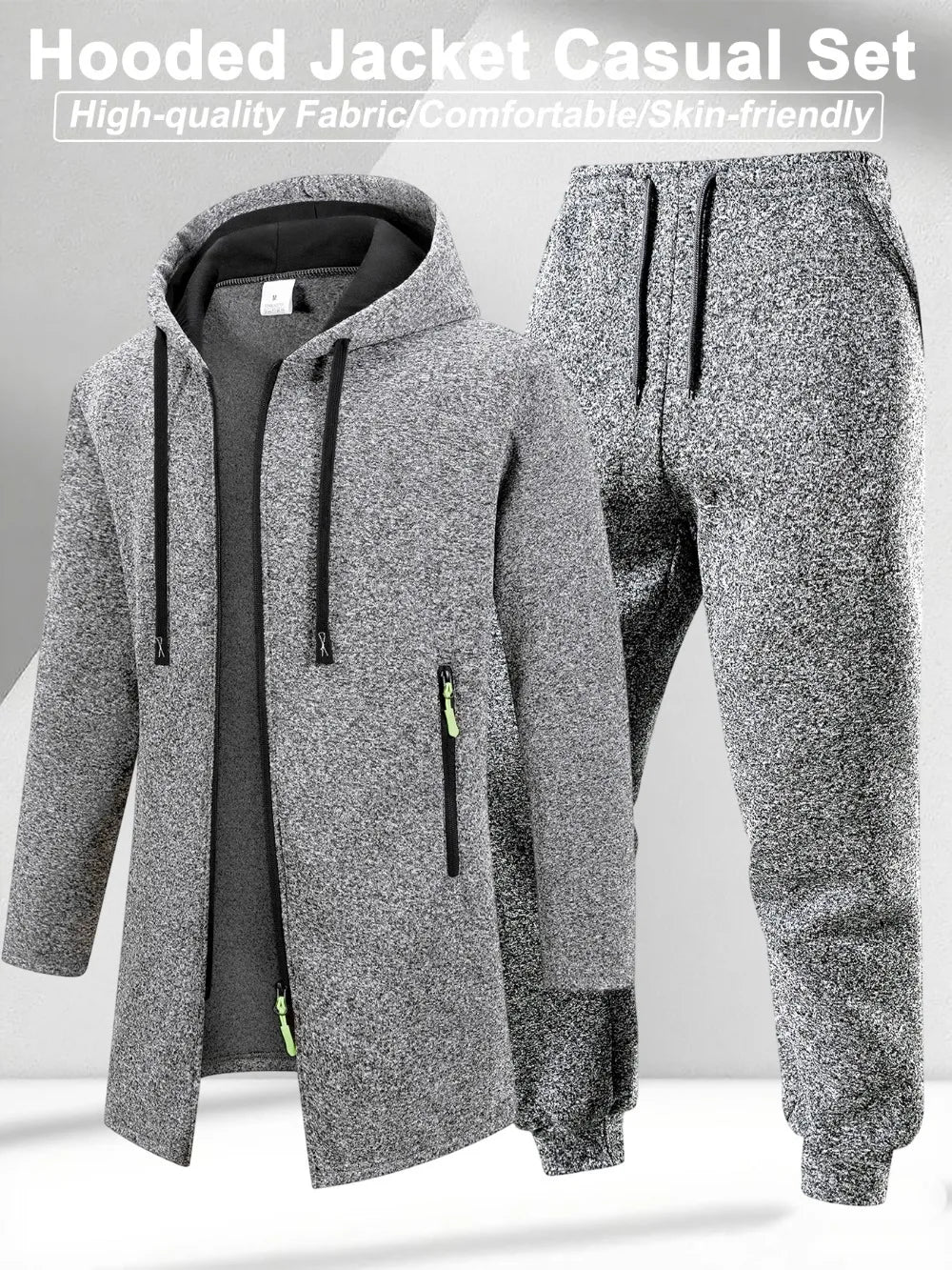 Men's Winter Casual Tracksuit Warm Zip-up Hoodie Jacket Sweatpants Set Daily Sports Jogging Suit Regular Fit Outdoor Sport Suit