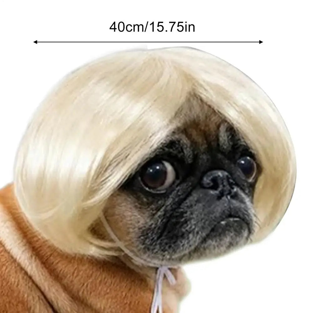 Pet Wig Accessories Dog Headdress Funny Costume Puppy Cosplay Dress Up Cute Pet Wig Cosplay Funny Props Head Accessories
