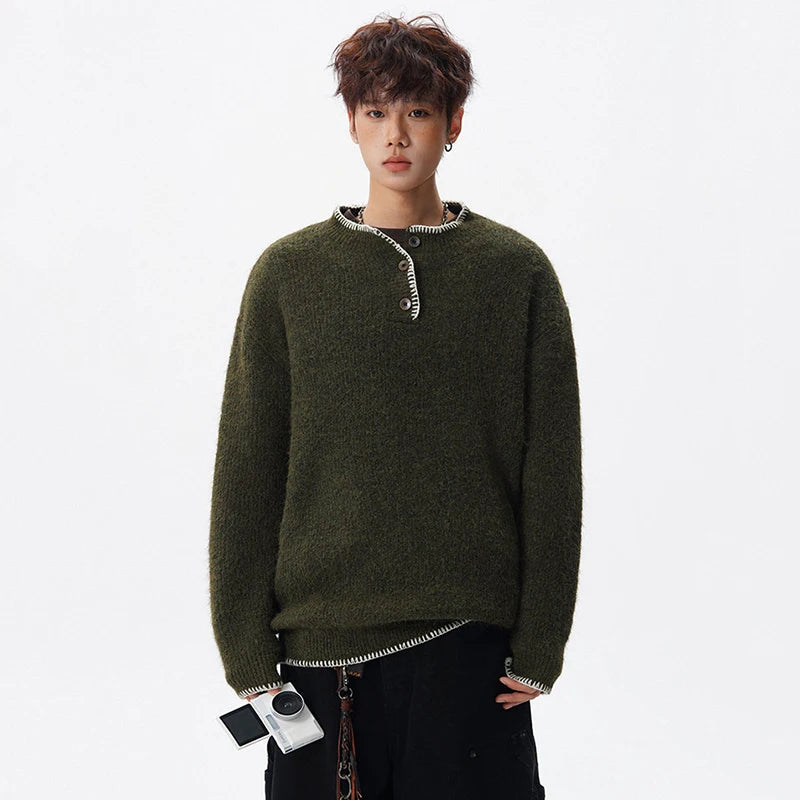 Korean Button Knit Pullover