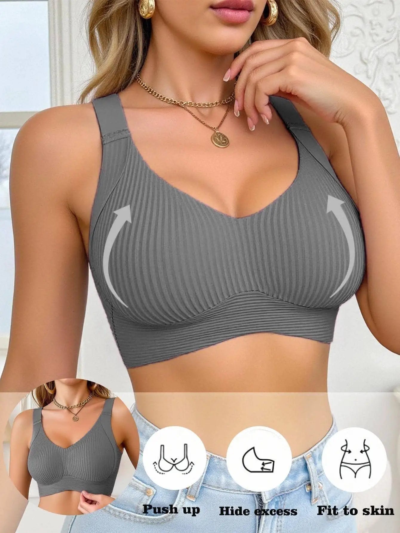 Sport Everyday Bras for Women Full Cup Seamless Push Up Female Underwear Adjustable Stretch Shoulder Straps Bralette Underwear