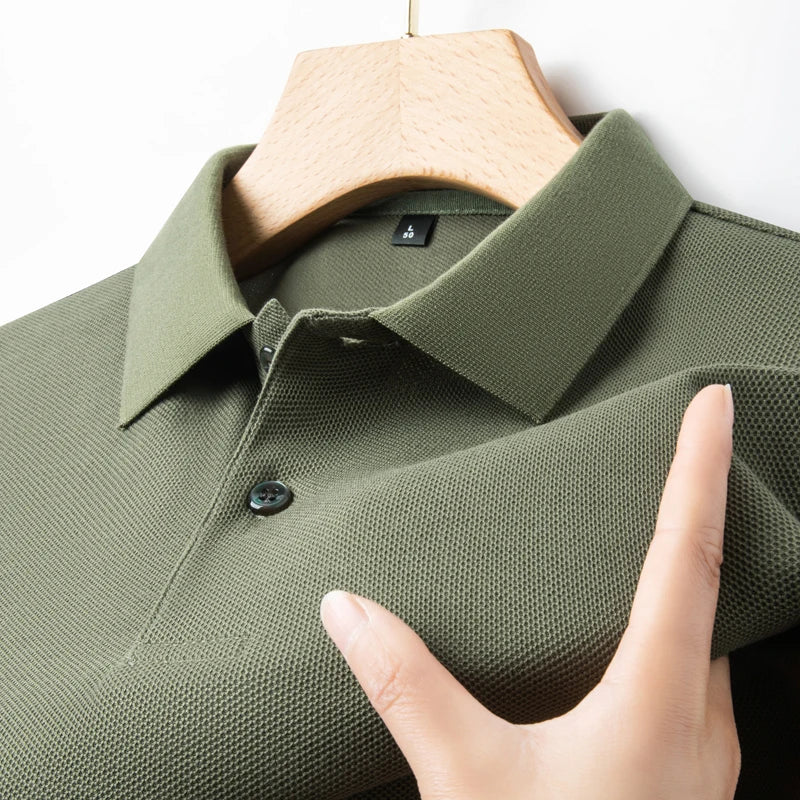 Classic Men Short Sleeve Polo Shirt 100% Mercerized Cotton Breathable Summer Golf Business Casual Athletic Tops