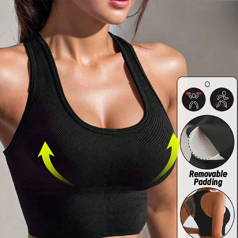 Sports Bras Workout Training Brassiere Seamless Removable Padding Bralette Summer Gym Crop Tops Outdoor Casual