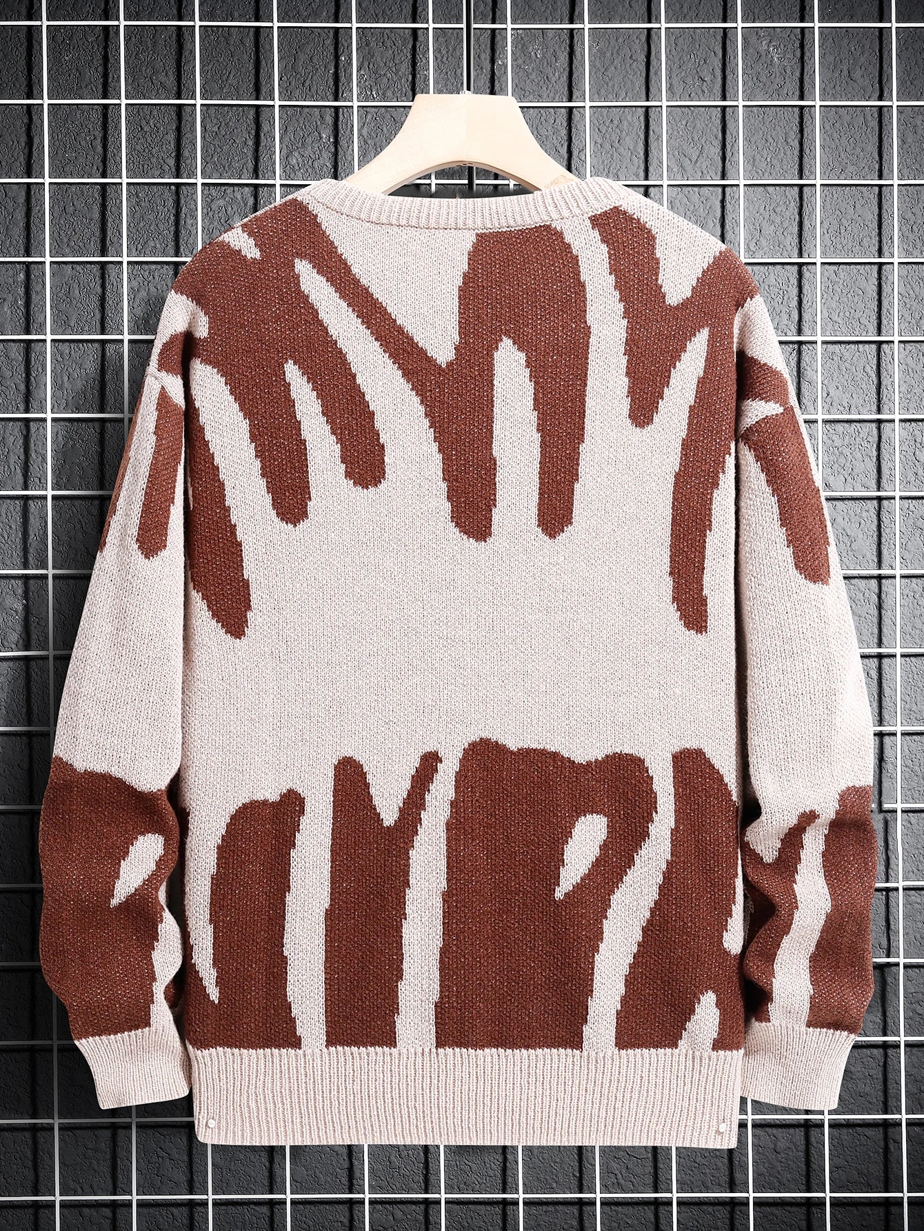 Geometric Knit Contrast Pullover Sweater