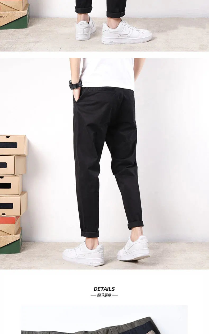 Korean Casual Elastic Cargo Pants
