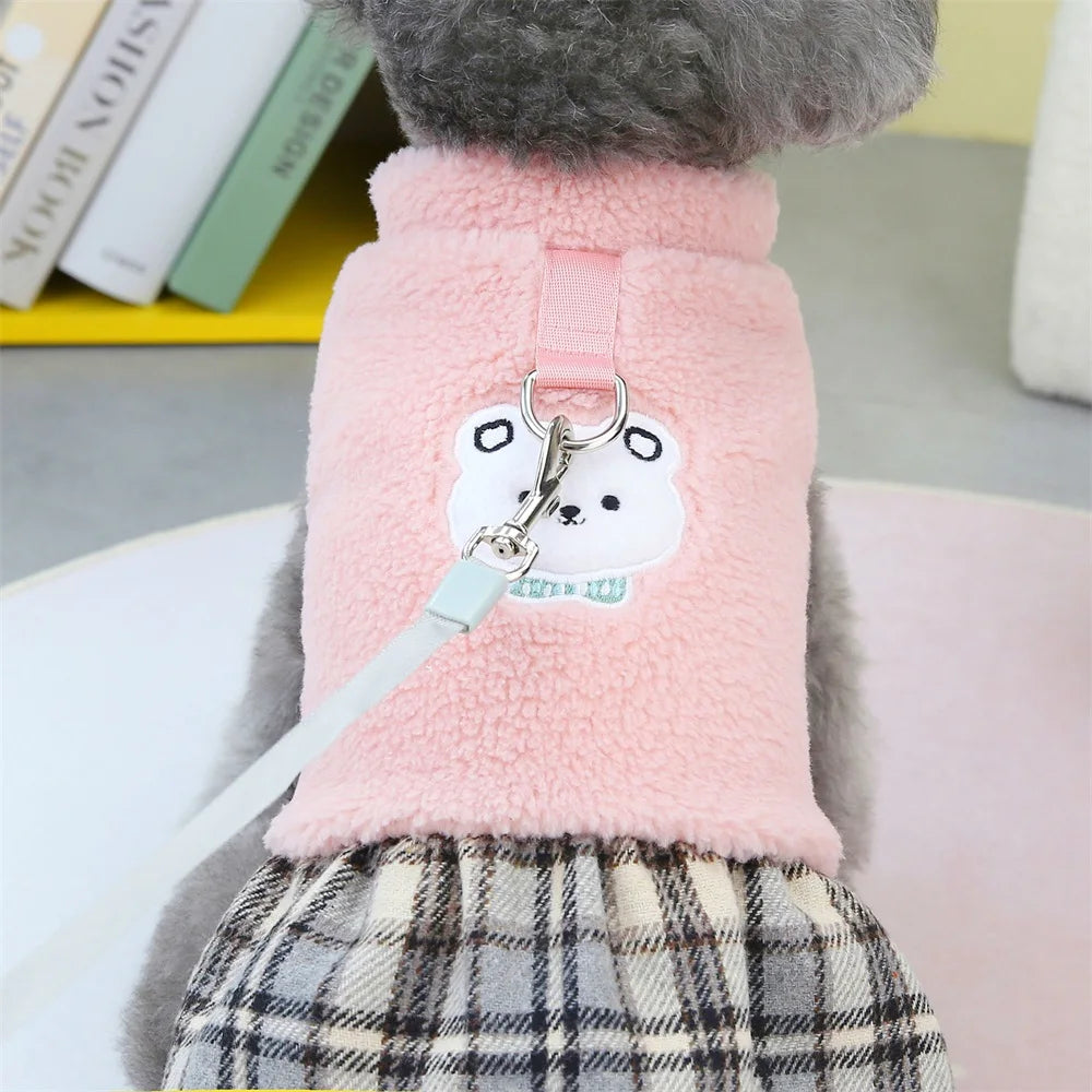 Cute Pet Dress Autumn Winter Plaid Princess Skirt Small Dog Coat Puppy Party Clothes Poodle Yorkie Apparel