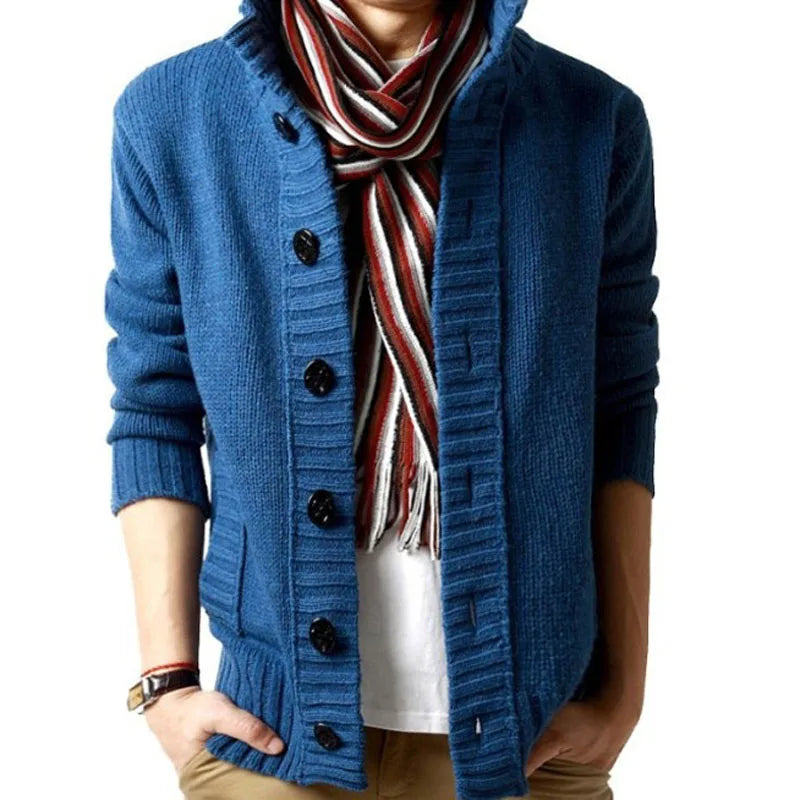 Buttoned Stand Collar Cardigan