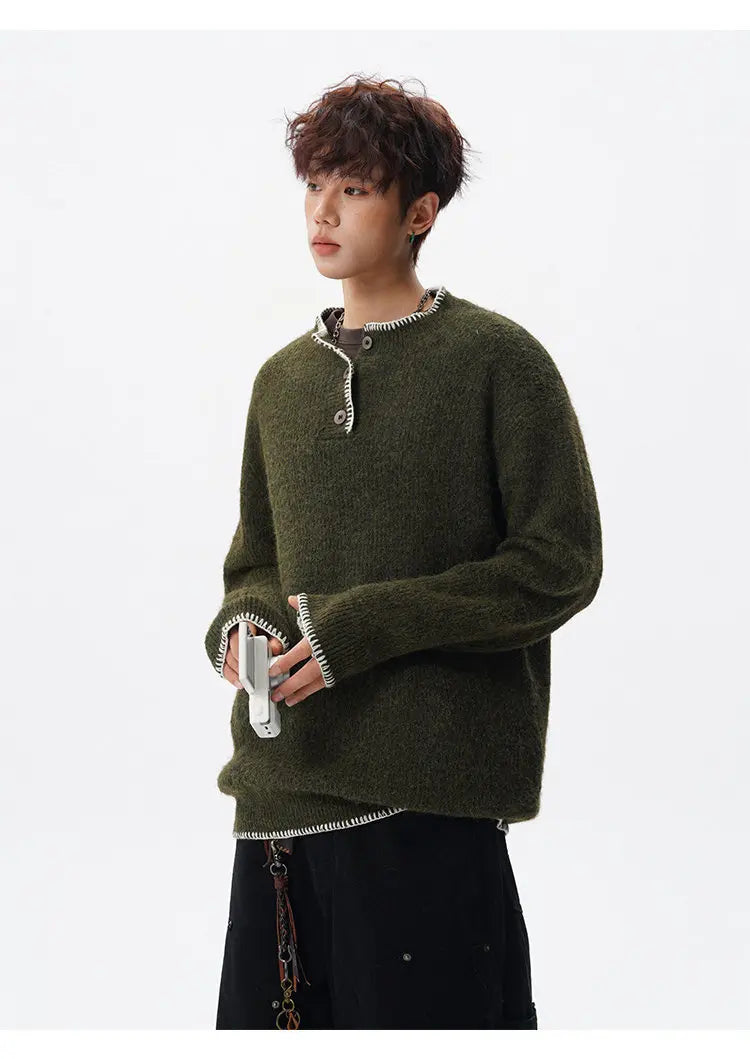 Korean Button Knit Pullover