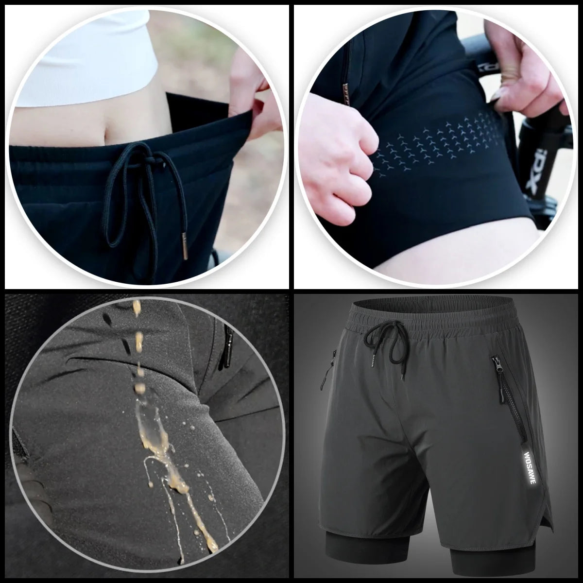 WOSAWE MTB Shorts Summer Men Cycling Shorts 2 in 1 Mountain Bike Padded Shorts Double Layer Downhill Bike Quick Dry Short Pants