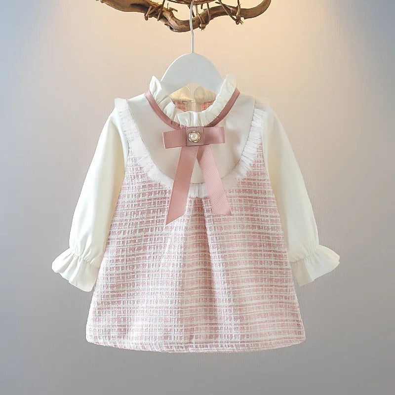 Cute Bow Plaid Baby Dress