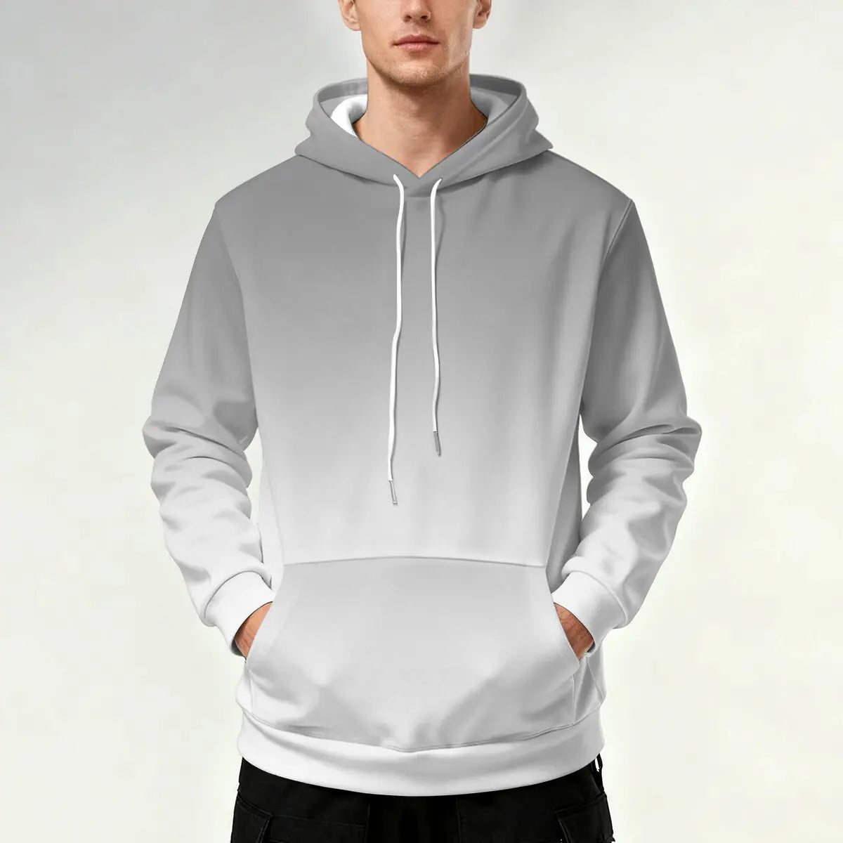 Gray White Gradient Pullover Hoodie
